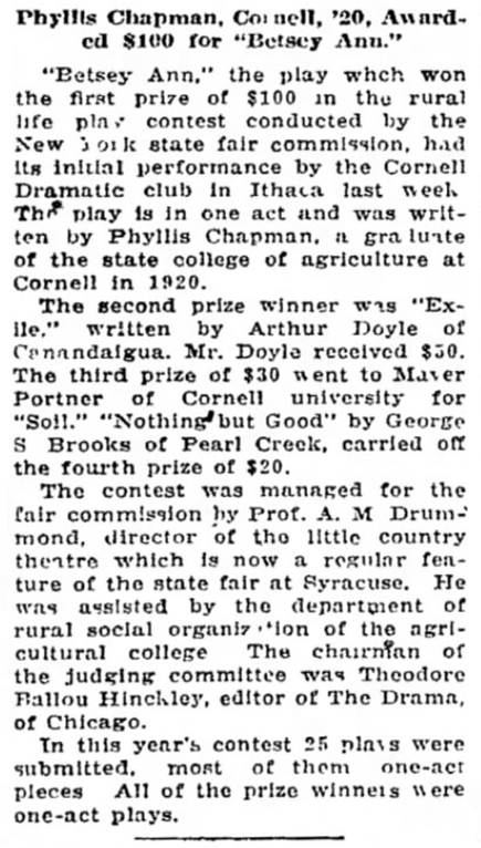 Article in The Oneonta Star (30 may 1922)