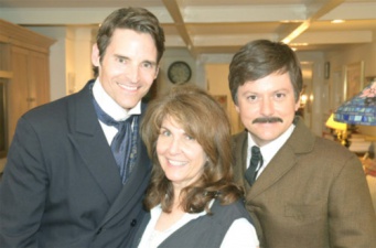 Sherlock Holmes (Rob Arbogast), Bonnie MacBird and Dr. Watson (Paul Denniston)