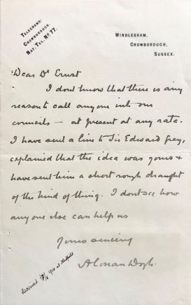 Letter to Dr. Ernst (~17 august 1914)