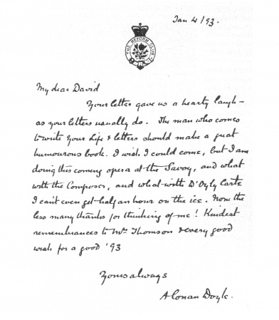 Letter to David Thomson (4 january 1893)