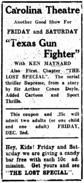 First known release on 2 december 1932 (Ad in The Robesonian, 1 december 1932, p. 6)