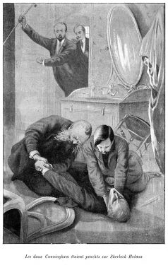 The two Cunninghams were bending over the prostrate figure of Sherlock Holmes.