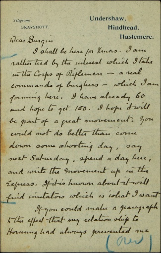 Letter to G. B. Burgin (ca. 1900)