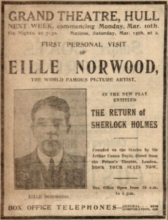 Ad for The Return of Sherlock Holmes (The Daily Mail, 7 march 1924, p. 6)