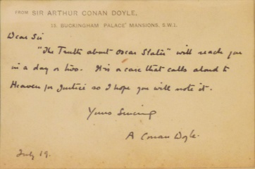 Notecard about Oscar Slater (19 july [1927~1930])