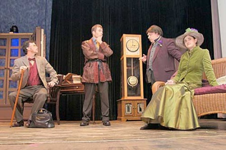 Dr. Watson (Ernie Lawson), Sherlock Holmes (Darin Keim), Oscar Wilde (Jayson Grigsby) and Lillie Langtry (Elizabeth Penrod)