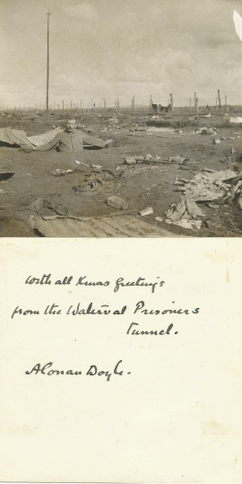 With all Xmas greetings from the Waterval Prisoner's Tunnel. (ca. 1900) Dedicace behind the photo