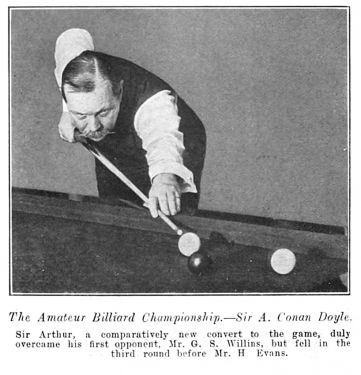 Arthur Conan Doyle competing in the Amateur Billiard Championship (7 february 1913).
