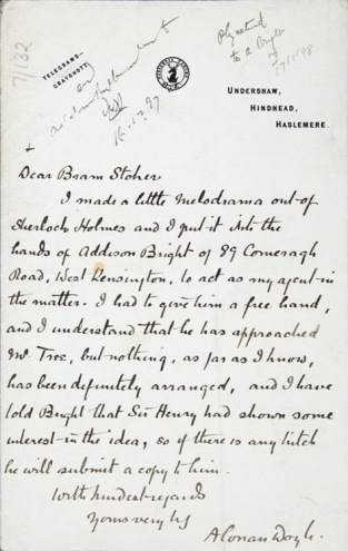 Letter from Arthur Conan Doyle to Bram Stoker (undated)