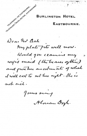 Letter to Richard Guy Ash about his wife's maid (undated)