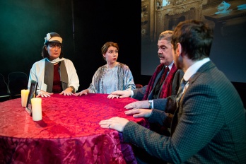 Dorothea Ernst (Deborah Frances-White), Bess Houdini (Milly Thomas), Conan Doyle (Phill Jupitus) and Bernard Ernst (Ed Coleman)