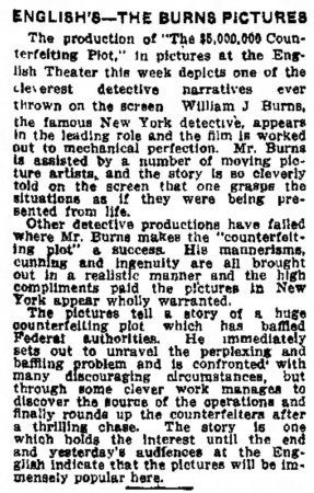 Review in The Indianapolis Star (22 september 1914)