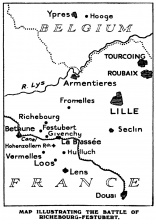 Map illustrating the Battle of Richebourg-Festubert.