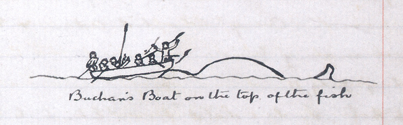 Arthur Conan Doyle's illustration about his whale hunting (1880).