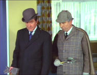 John Steed (Patrick Macnee) & Sir Arthur Doyle (Peter Jones)