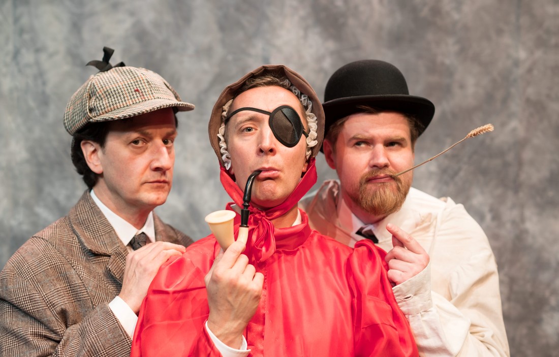 From left to right: Sir Henry Baskerville (Alec Walters), Sherlock Holmes (Andrew Jenks) and Dr. Watson (Sam Burridge)