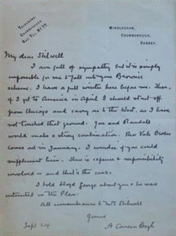 Letter to Arthur Edward Stilwell (24 september 1922)