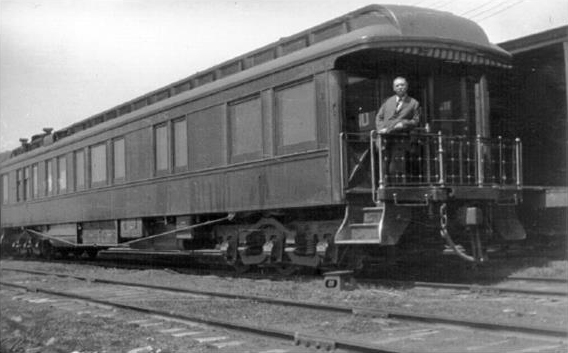 Arthur Conan Doyle in the Grand Trunk Railway's private car the "Canada".