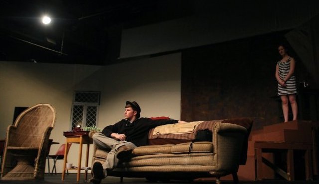 Drew Boening during rehearsal of Sherlock Holmes and The Case of the Jersey Lily.