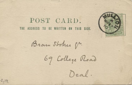 Postcard from Arthur Conan Doyle to Bram Stoker (17 march 1910)