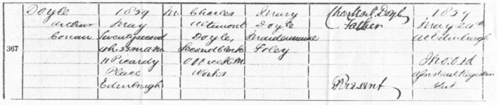Birth Certificate, registered on 24 may 1859. Arthur was born on 22 may 1859.