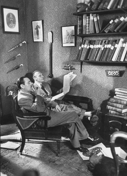 John (left) with Adrian Conan Doyle (1952).
