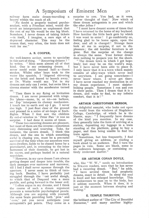 Haunting Dreams (part with Conan Doyle text) in The Strand Magazine (april 1923, p. 371)