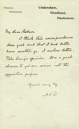 Letter to Robson about Craig opinion (undated)