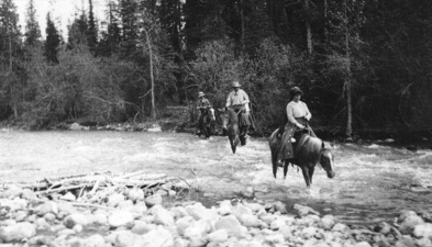 Arthur Conan Doyle riding in USA or Canada.