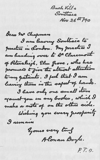 Letter to Mr Chapman (26 november 1890)
