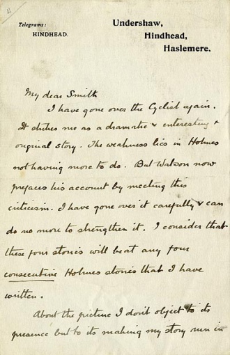 Letter to Smith about The Solitary Cyclist (undated)