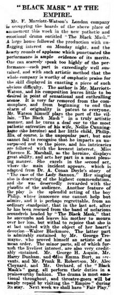 Review in The Huddersfield Daily Chronicle (14 august 1900, p. 4)
