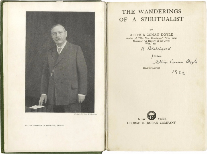 R. Blatchford from Arthur Conan Doyle 1922 Dedicace in The Wanderings of a Spiritualist (George H. Doran Co.)