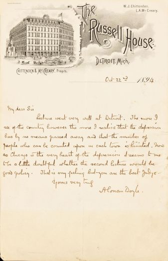 Letter about a lecture in Detroit (22 october 1894)
