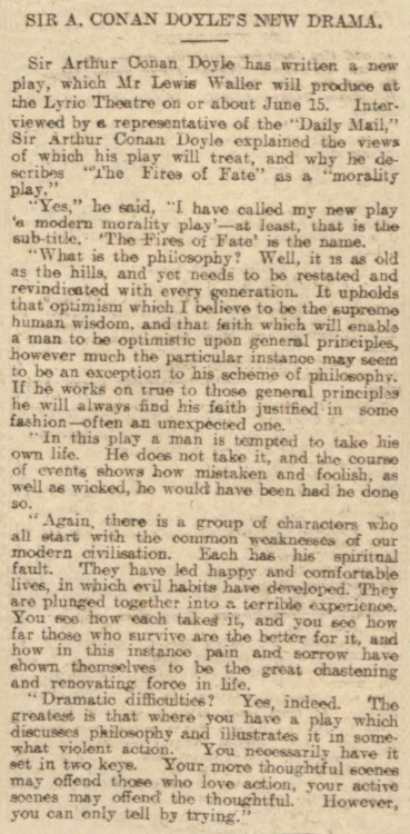Conan Doyle interview (Aberdeen Journal, 2 june 1909, p. 7)
