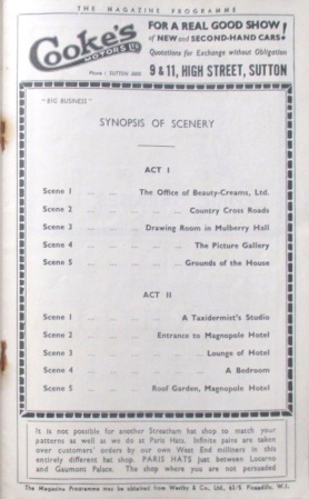 Streatham Hill Theatre (programme, scenes)