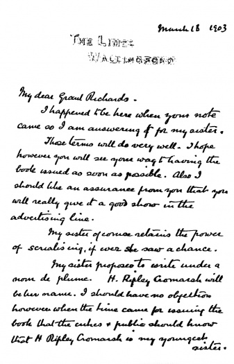 Letter to Grant Richards (18 march 1903)