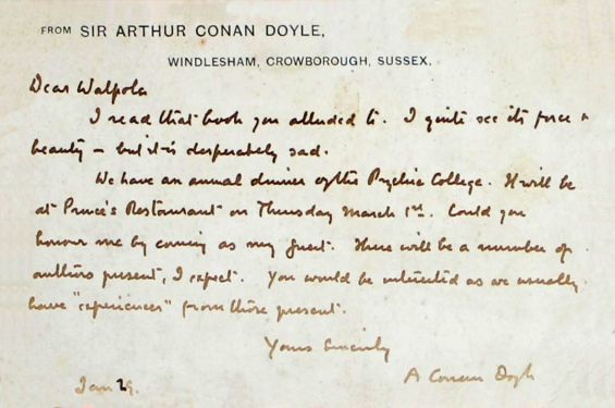 Notecard to Hugh Walpole (29 january)