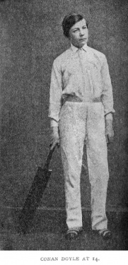 Arthur aged 14 with cricket bat.