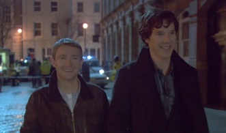 Dr. Watson (Martin Freeman) and Sherlock Holmes (Benedict Cumberbatch)