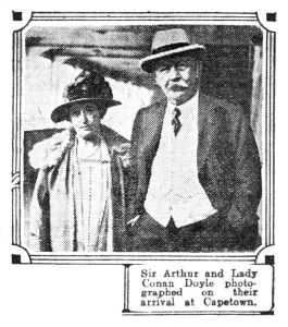 Sir Arthur and Lady Conan Doyle photographed on their arrival at Capetown (12 november 1928).