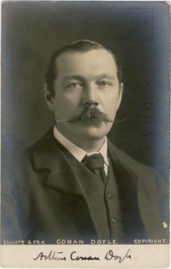 Arthur Conan Doyle Dedicace on his official election photo (ca. 1901).