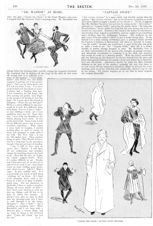 Interview of Seymour Hicks about the play (The Sketch, 20 december 1893, p. 430)