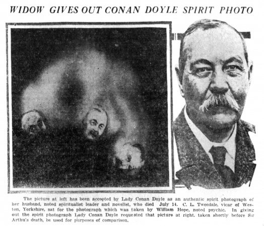 Photo of alleged spirit of Arthur Conan Doyle after his death (18 augst 1930).