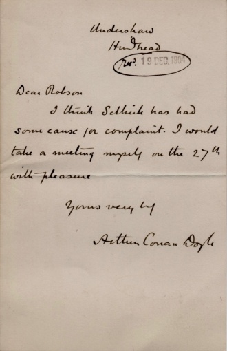 Letter to Mr Robson about Mr. Selkirk (19 december 1904)