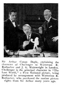 Arthur Conan Doyle with Watterson R. Rothacker (left) and J. G. Wainwright (right). (1924)