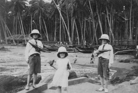 Adrian (right) in Sri Lanka (1920).