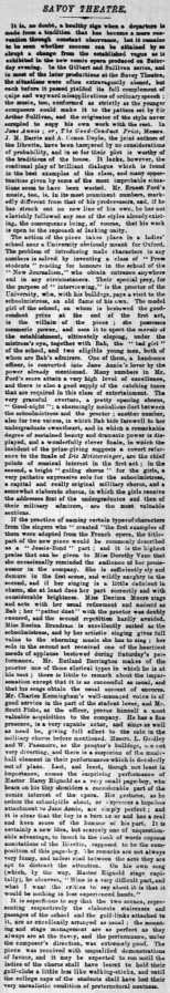 Review Savoy Theatre in The Times (15 may 1893, p. 9)