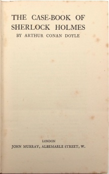The Case-Book of Sherlock Holmes title page (1927)