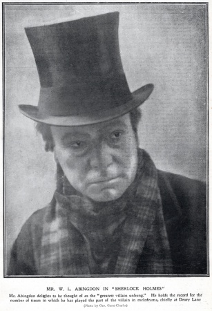 Mr. W. L. Abingdon in "Sherlock Holmes" as Professor Moriarty. (Black and White Budget, 11 january 1902, p. 509)